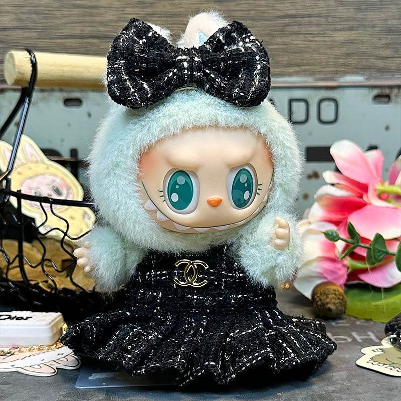 Labubu Outfit โ โChanel Noir Tweed Setโ (Fits 17cm Labubu Macaron / Have a Seat / Big into Energy)