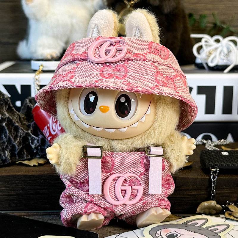 Labubu Outfit – “GG Monogram Bucket Set” (Fits 17cm Labubu Macaron / Have a Seat / Big into Energy)
