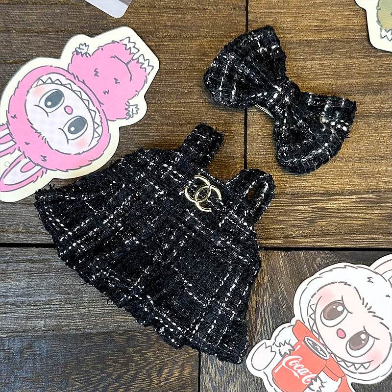 Labubu Outfit โ โChanel Noir Tweed Setโ (Fits 17cm Labubu Macaron / Have a Seat / Big into Energy)