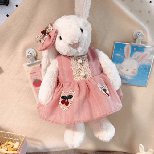 Pink Cherry Dress Set – Sakura-Inspired Dress & Hair Clip (for Bashful Bunny Medium)