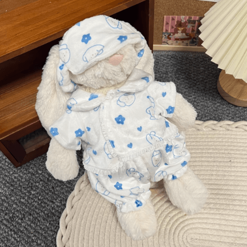 Cream Pup Pajama Set – Sleepy Dog Print & Eye Mask (for Bashful Bunny Medium)