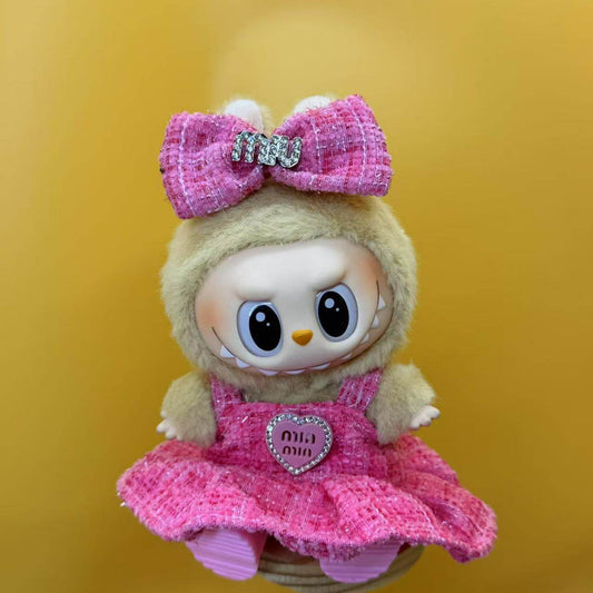 Labubu Outfit – “Miu Mood Minis: Couture Dress Edition” (Pink Diamond, Noir Crystal, or Snowflake | Fits 17cm Labubu Macron / Have a Seat / Big into Energy)