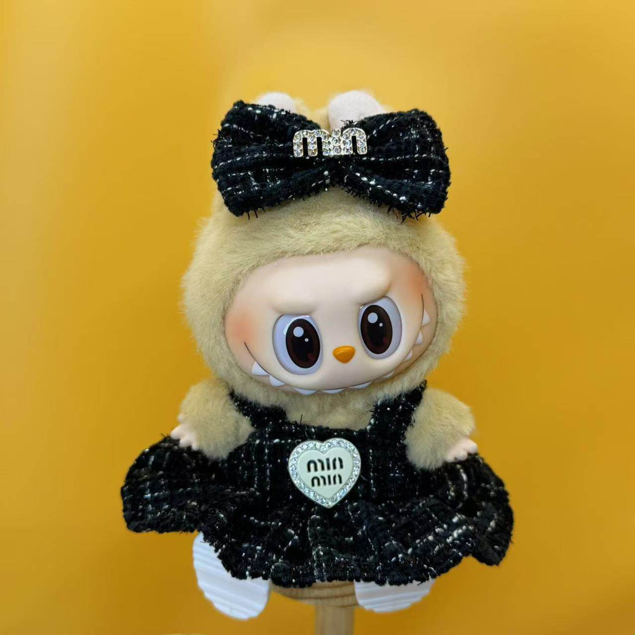 Labubu Outfit – “Miu Mood Minis: Couture Dress Edition” (Pink Diamond, Noir Crystal, or Snowflake | Fits 17cm Labubu Macron / Have a Seat / Big into Energy)