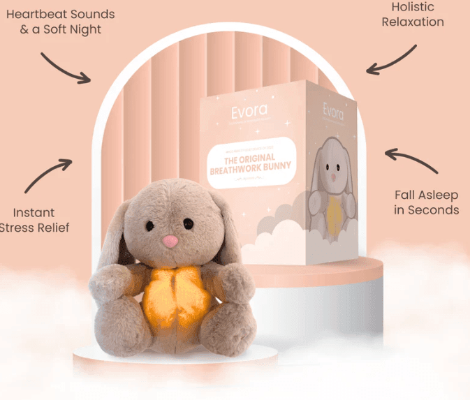 Mykro™ Breathing Rabbit Sleep Companion – 2025 Soothing Plush Toy with Light & Sound