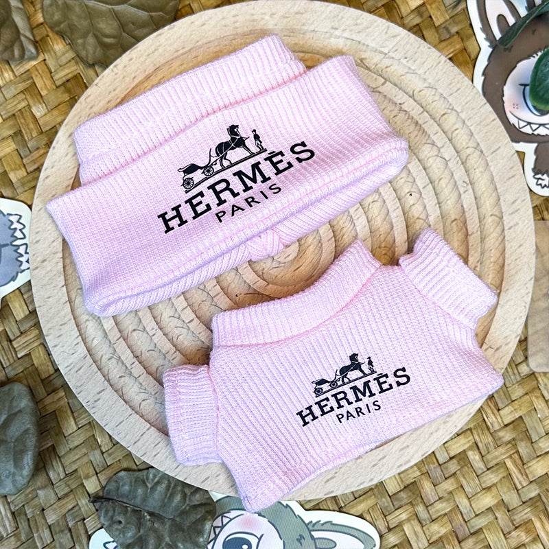 Labubu Outfit – “Hermès Cozy Knit Set” in Noir, Orange, or Rose (Fits 17cm Labubu Macron / Have a Seat / Big into Energy)