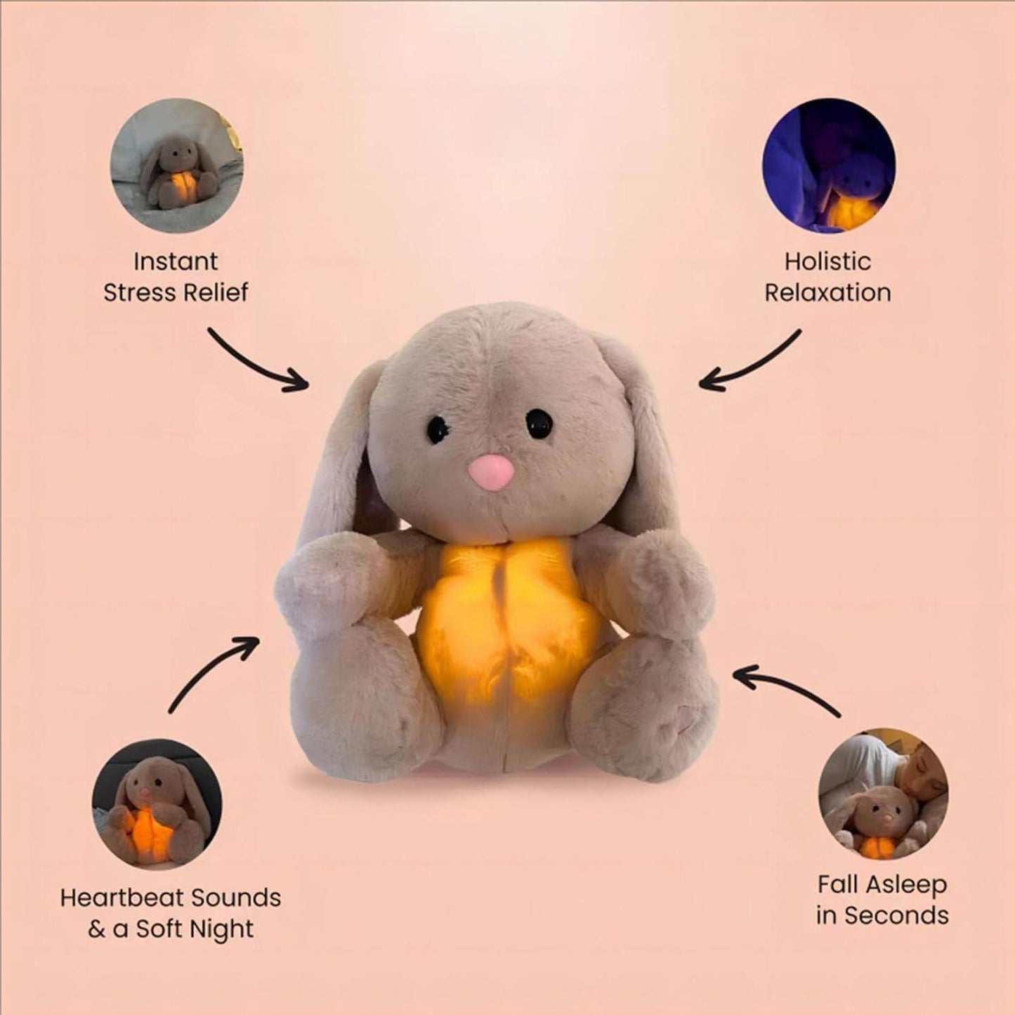 Mykro™ Breathing Rabbit Sleep Companion – 2025 Soothing Plush Toy with Light & Sound