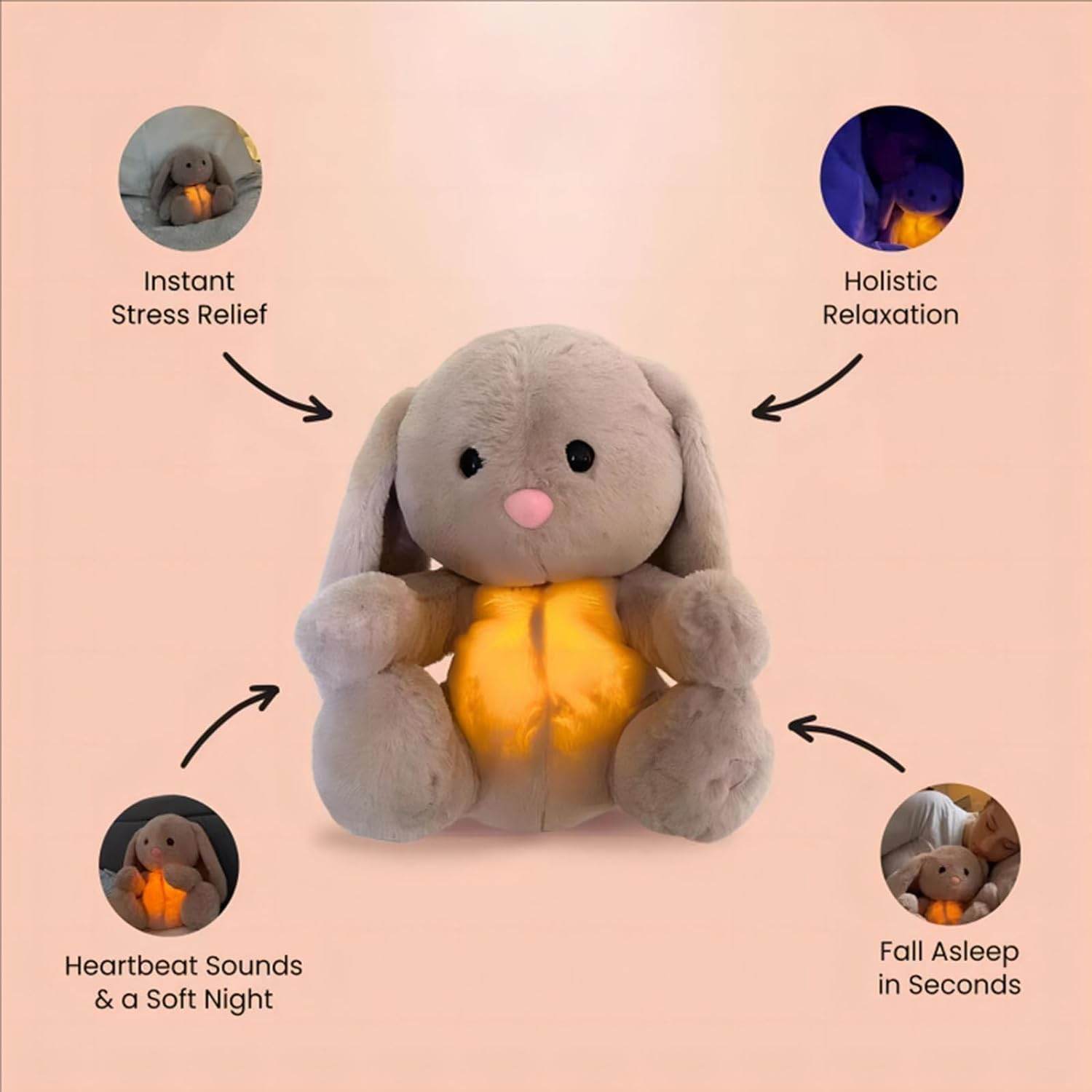 Mykro™ Breathing Rabbit Sleep Companion – 2025 Soothing Plush Toy with Light & Sound